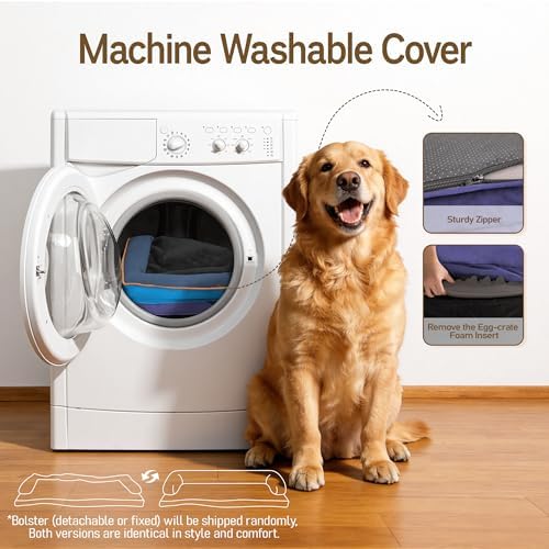 Comfort Expression Washable Dog Bed with Bolster for Medium to Large Dogs