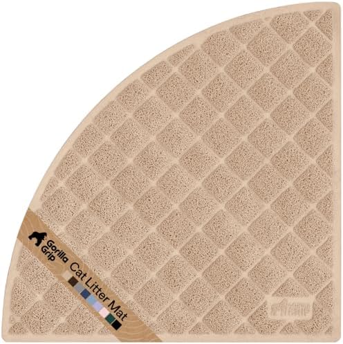 GORILLA GRIP Cat Litter Box Mat, Coiled Mesh Trapping Mats, 32x32 Beige