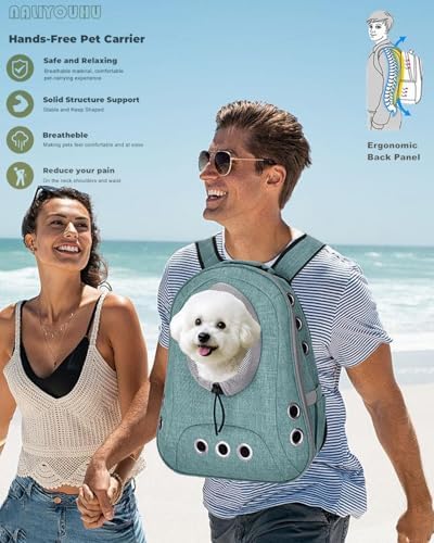 Small Dog Cat Chest Backpack Carrier,Large Space Ventilated Front Facing Backpack Carrier for Puppy,Lightweight Doggy Backpack for Hiking,Camping,Travel,Outdoor,Max 12 lbs(Cyan)