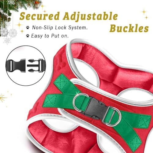 Comfort Fit Step-in Dog Harness All-Weather Dog & Puppy Harness Adjustable Extra Comfort Soft Padded No-Pull Vest for Small Medium Dogs Easy to Put On Secure Buckle Fit (Plush Both Side Velvet)