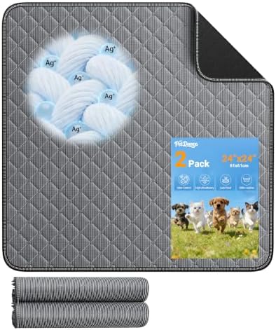 [ Odor Control ] Washable Dog Pee Pads, Rapid Soak-Up, 24" x 24", 2 Pack