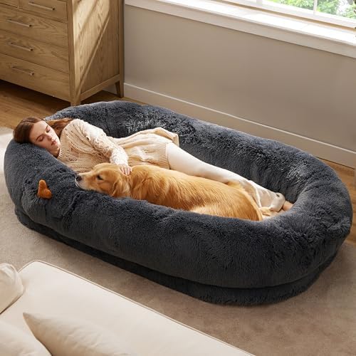 Bedsure Human Dog Bed for Adult, Plush Giant Calming Nest Bed Orthopedic