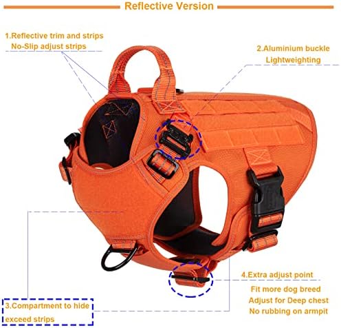 ICEFANG Tactical Dog Harness for Medium Dogs,Reflective No Pull Dog Vest