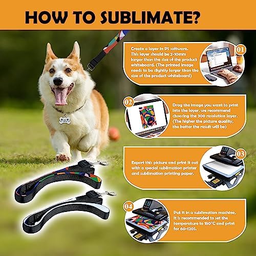 Sublimation Pet Collar Set Blanks for Heat Press, Including Dog Collar, Seat Belt, Dog Leash,Bandana(Triangle Scarfs), Aluminum Dog Tag, Personalized Anti-Lost ID, Nylon,Quick Release Buckle Design