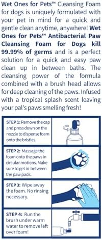 Wet Ones for Pets Foam Dog Paw Cleaner, Tropical Splash Scent, 5 Oz, 6-Pack