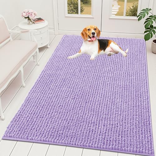 OLANLY Dog Door Mat for Muddy Paws 59x35, Extra Absorbent Chenille Mud Mat