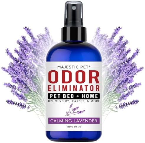Majestic Pet Bed & Odor Eliminator for Home 8 Fl Oz - Dog or Cat Urine Deodorizer for Carpet and Areas Your Pet Frequents - Calming Lavender Scent Spray