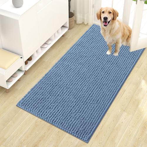 OLANLY Dog Door Mat for Muddy Paws 44x24, Extra Absorbent Chenille Mud Mat