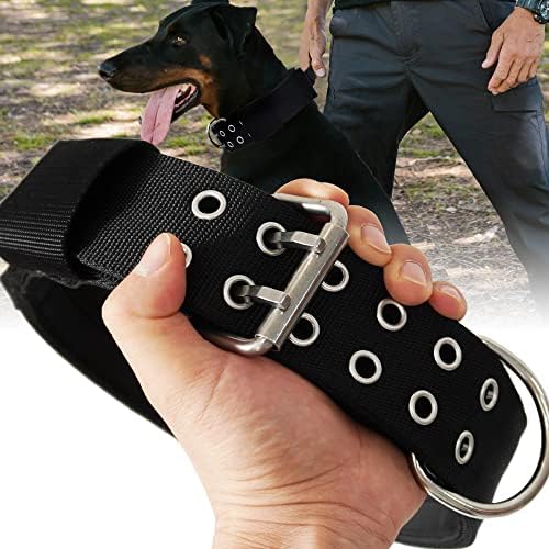 Large Dog Collar Heavy Duty - 2 inch Wide with Handle for Extra Large Breed Dogs, 1/3" Thick Nylon Chew Proof Tactical Collar, Good Choice for German Shepherd,Pitbull,Rottweiler,Black,22-27 in