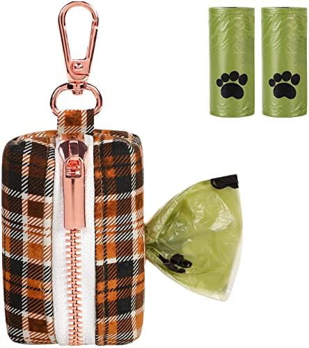 Lionet Paws Cute Dog Poop Bag Holder with Dog Poop Bag for Leash, Cotton Dog Bag Dispenser, Matching Dog Collar