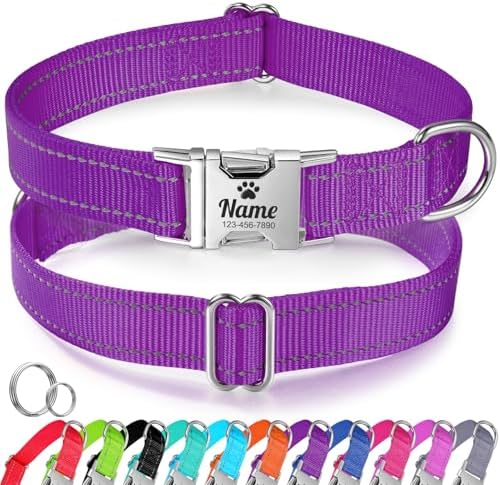 Silent Dog Collar Personalized with Name Phone Number Laser Engraved