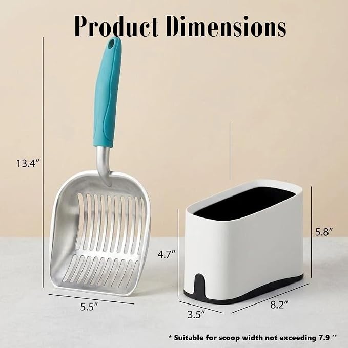 Heavy Duty Cat Litter Scoop with Holder - All Metal Cat Litter Scooper with Holder - Speed Sifter Litter Box Scooper Captures All Clumps - Aluminum Cats Litter Scooper