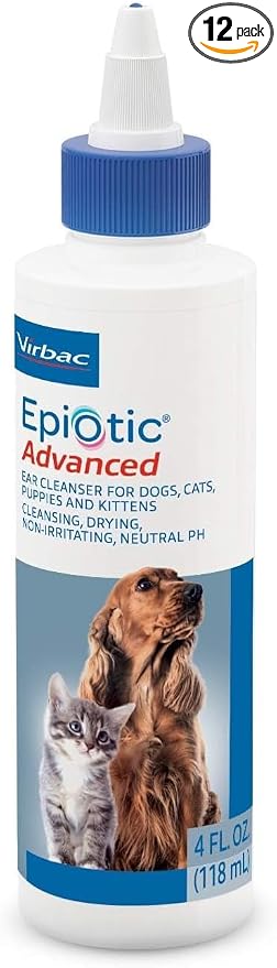 Virbac Epiotic® Advanced Ear Cleanser | Powerful and Gentle Cleanser for Dogs and Cats of All Ages, 4 oz (Pack of 12)