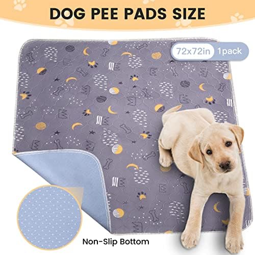 UPSKY Washable Pee Pads for Dogs 1 Pack 72” x 72” Reusable Puppy Pads Waterproof Pet Training Pads, Non-Slip Dog Mats Fast Absorbent Whelping Pads for Playpen, Potty, Crate, Bed