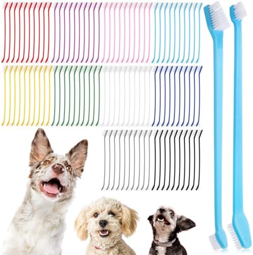200 Pcs Dog Toothbrush Dual Headed Dental Brushes Bulk Dog Tooth Brushing Kit Long Handle Soft Bristles Pet Tooth Brush for Large and Small Dogs, Cats, Puppy Teeth Cleaning Dental Oral Care