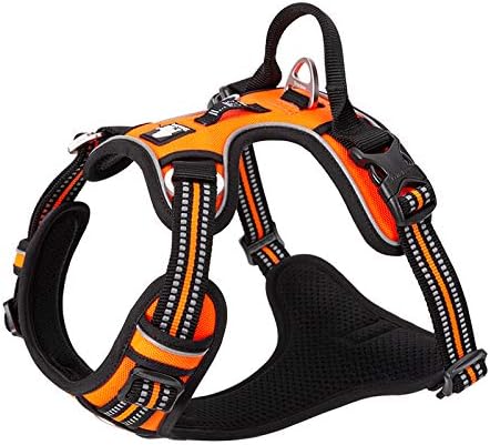 WINHYEPET True Love No Pull Dog Harness Extra Reflective Pet Harness for Small Medium Large Dogs Adjustbale for Running Walking Padded Soft Mesh Vest Easy Control TLH56512(Orange,XS)