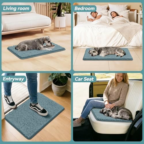 Bcoimo Super Absorbent Dog Door Mat, 30"*20" Anti Slip Mat for Muddy Paws