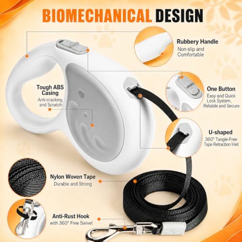 16Ft Retractable Dog Leash, Safety Lock for Small Medium Dogs