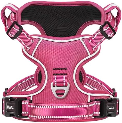 HEELE Dog Harness for Small Dogs No Pull Dog Vest Harness for Small Dog with Soft Padded Handle Reflective for Outdoor Training, Rose(Matching Trim), S