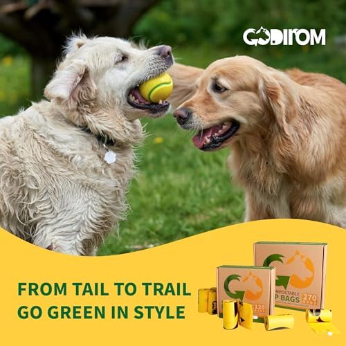Certified Home Compostable Dog Poop Bags, 270 Extra Thick Bags (18 Rolls)