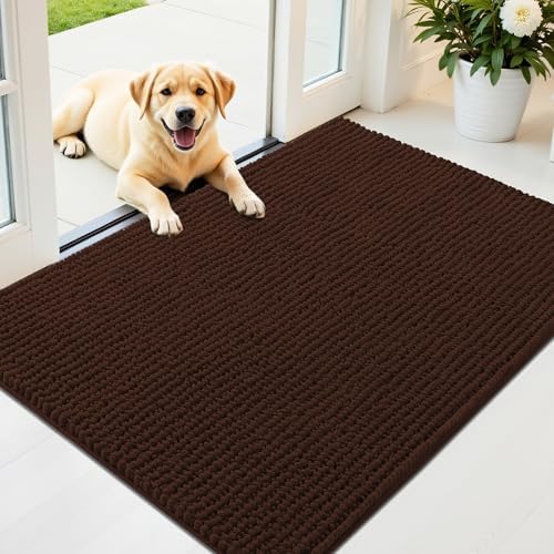OLANLY Dog Door Mat for Muddy Paws 44x32, Extra Absorbent Chenille Mud Mat