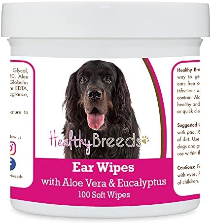 Healthy Breeds Gordon Setter Ear Cleaning Wipes with Aloe & Eucalyptus for Dogs 100 Count