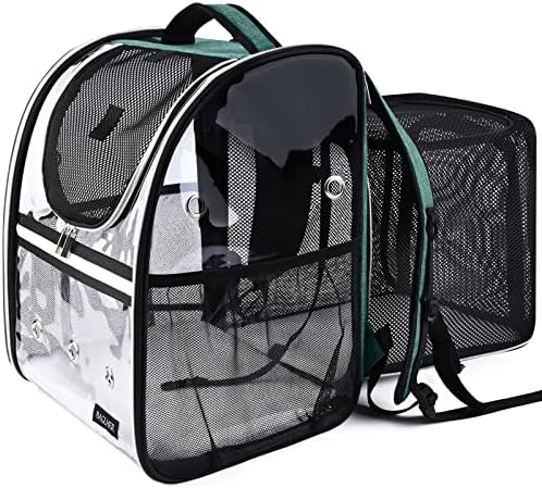 BAGLHER Expandable Pet Carrier Backpack，Pet Bubble Backpack for Small Cats Puppies Dogs Bunny, Airline-Approved Ventilate Transparent Capsule Backpack for Travel, Hiking and Outdoor Use. Green