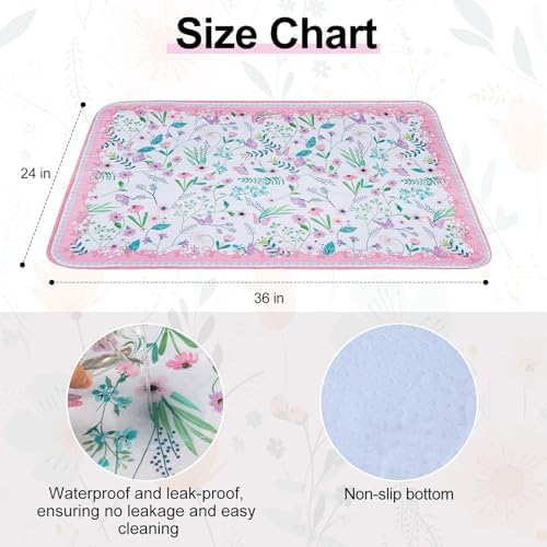 BEAUTYZOO 2 Pack Washable Pee Pads for Dogs,Reusable Puppy Pad 24x36 Floral