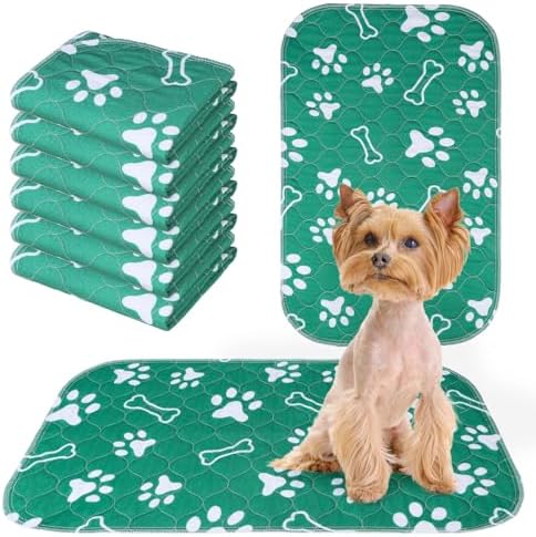 BEAUTYZOO 6 Pack Washable Pee Pads for Dogs,Reusable Puppy Pads 16x24 Green
