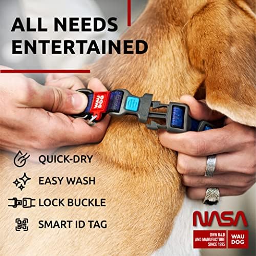 WAUDOG Adjustable Nylon Dog Collar for Large Small Medium Dogs with QR Tag