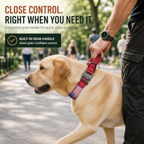 Tactical Dog Collar with Handle, Heavy Duty Nylon for Large Dogs