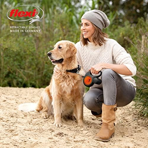 Flexi New Neon Tape Orange Small 5m Retractable Dog Leash/Lead for Dogs up to 15kgs/33lbs