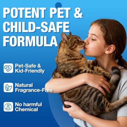 Pet Odor Eliminator Spray for Home, Fragrance Free Dog and Cat Urine Odor Remover for Carpet, Litter Box, Furniture, Pet Bedding and Floors, Colorless, 16.9 Fl Oz