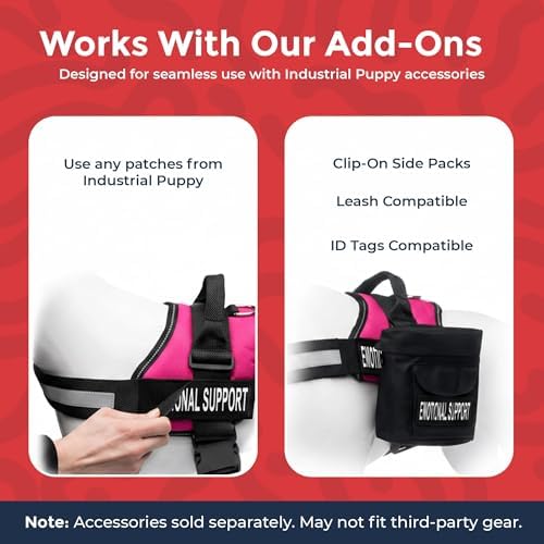 Industrial Puppy Emotional Support Vest Harness, Large 27-33 in, Pink