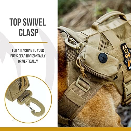 OneTigris Doggy Poop Bag Holder Zipper Dog Waste Bag Pouch Leash Attachment for Walking Training Running Hiking