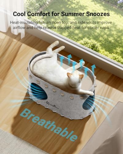 DownyPaws Cat House for Indoor Cats, Cube Castle Cat Bed Cave, Marble