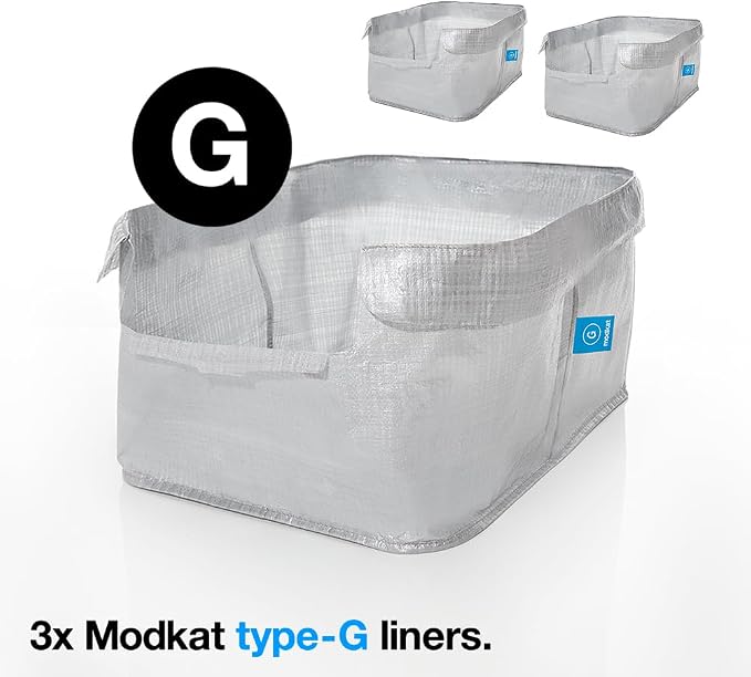 Modkat Cat Litter Box Liners (3-Pack) - Liner Type G -Durable, Tear & Leak Resistant, Secure Fit, Easy to Clean, Unscented