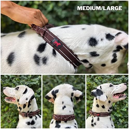 Tuff Pupper Heavy Duty Dog Collar with Handle | Ballistic Nylon Heavy Duty Collar | Padded Reflective Dog Collar with Adjustable Stainless Steel Hardware | Convenient Sizing for All Breeds
