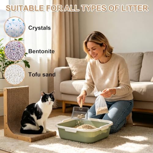 4 Pack Cat Litter Scoop Set，Cat Litter Scooper with Holder