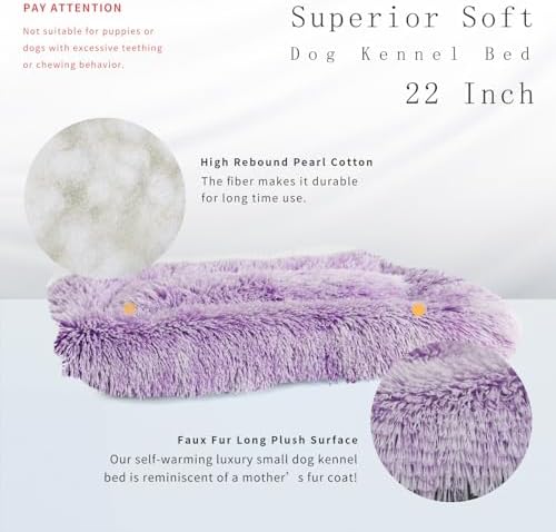 nononfish Dog Crate Bed for Small Dogs Washable Orthopedic Flat for Inside Crate Cages Kennel House Sofa Plush Comfy Sleeping Gradient Purple 22 in