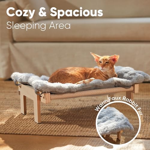 FUKUMARU Cat Window Perch, Sturdy Wood Hammock Window Bed for Indoor Cats