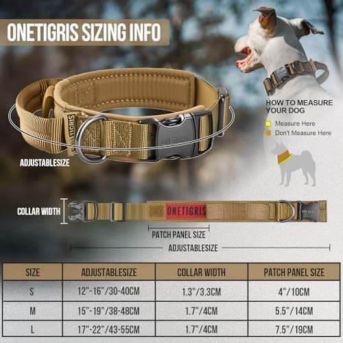 OneTigris Tough Tactical Dog Collar for Small Dogs with Handle Brown S