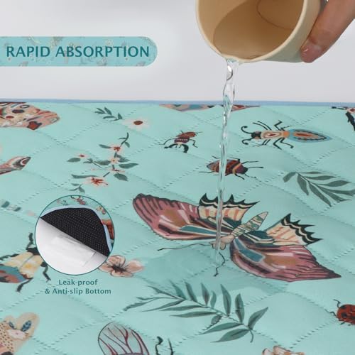 IEUUMLER Washable Pee Pads for Dogs, 1 Pack Insect Pattern Reusable Waterproof Puppy Potty Pads, Non-Slip Absorbent Pet Training Pads for Playpen Crate Bed EU014