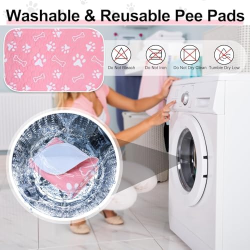 BEAUTYZOO 4 Pack Washable Pee Pads for Dogs,Reusable Puppy Pads 36x41 Pink