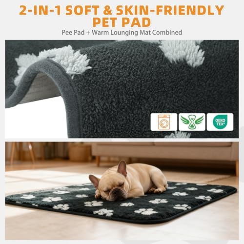 KOOLTAIL Washable & Waterproof Dog Whelping Pad for Large Dogs, 72x72in Super Absorbent & Soft Warm Plush Puppy Pads Potty Training, Quick Dry Reusable Pet Mats for Whelping Box Supplies,Playpen,Crate