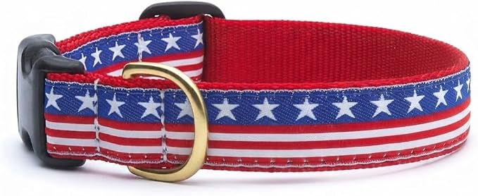 Up Country Stars and Stripes Dog Collar, Medium (12 to 18 inches) 1 inch Wide Width