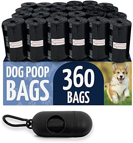 Reli. Dog Poop Bags w/Holder (360 Pack - 24 Rolls) | Leash Clip Dispenser