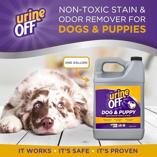 urineOFF Puppy & Dog Odor & Stain Remover| Fresh Scent Carpet Cleaner Spray | Bio Enzymatic Stain & Urine Odor Eliminator | Pet Safe Cleaner | 1 gal.