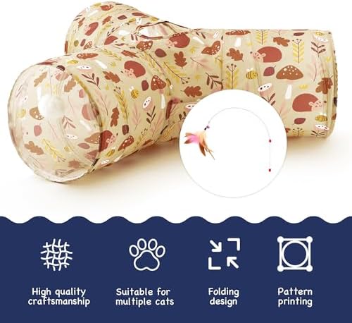 Tempcore Cat Tunnel, 3-Way Collapsible Toy for Indoor Cats, Hedgehog