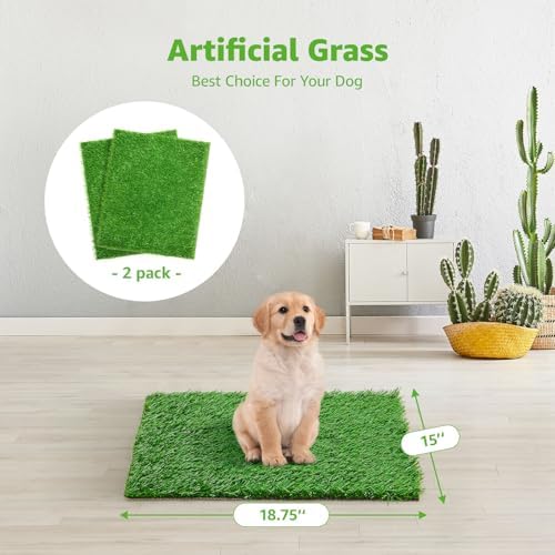 Artificial Dog Grass Pee Pad 18.75"x15" 2 Pack, Indoor Potty Training Turf